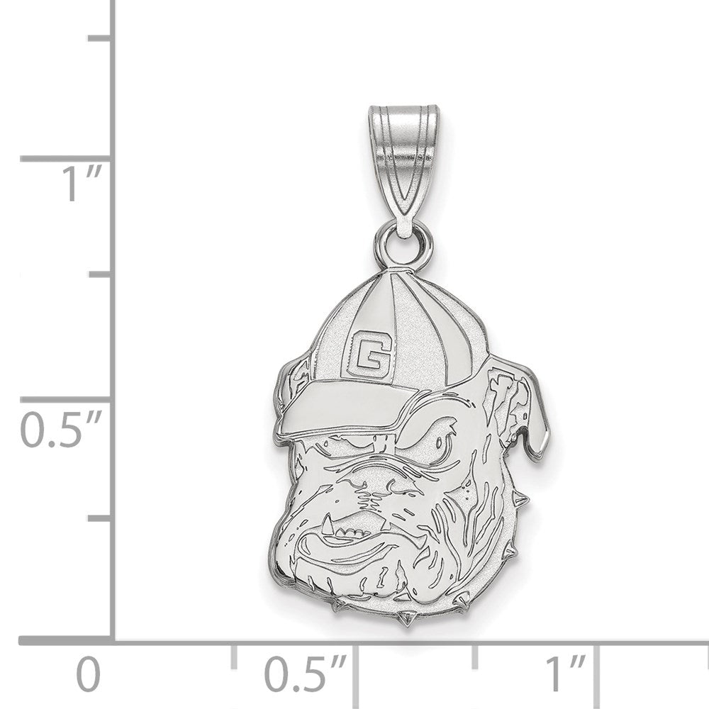 14K White Gold Logoart University Of Georgia Bulldog Large Pendant