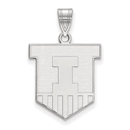 14K White Gold Logoart University Of Illinois Victory Badge Large Pendant