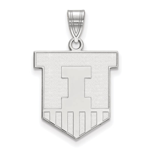 10K White Gold Logoart University Of Illinois Victory Badge Large Pendant
