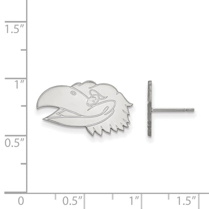 Sterling Silver Rhodium Plated Logoart University Of Kansas Jayhawk Small Post Earrings
