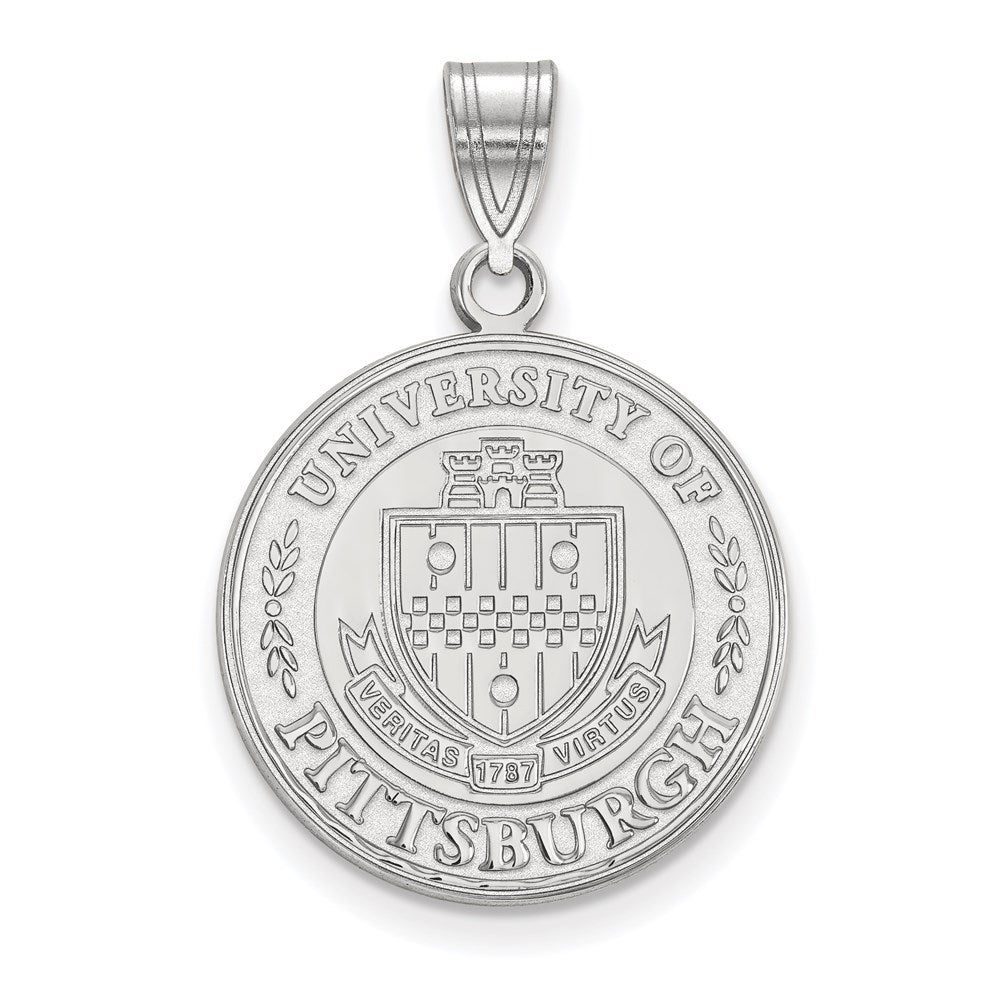 Sterling Silver Rhodium Plated Logoart University Of Pittsburgh Large Crest Pendant