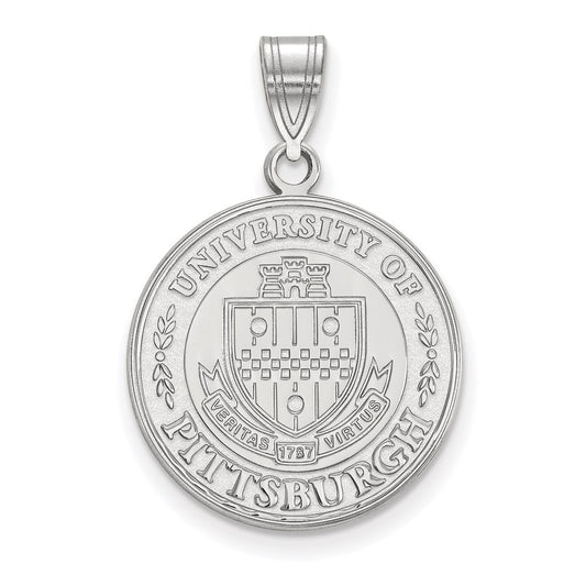 Sterling Silver Rhodium Plated Logoart University Of Pittsburgh Large Crest Pendant