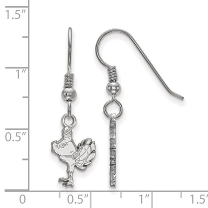 Sterling Silver Rhodium Plated Logoart Virginia Tech Hokiebird Small Dangle Wire Earrings