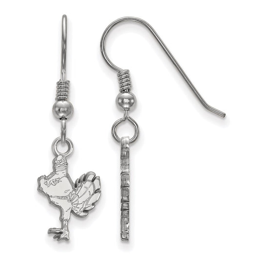 Sterling Silver Rhodium Plated Logoart Virginia Tech Hokiebird Small Dangle Wire Earrings