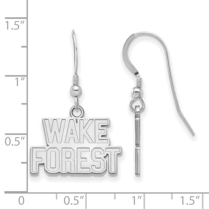 Sterling Silver Rhodium Plated Logoart Wake Forest University W F Small Dangle Wire Earrings