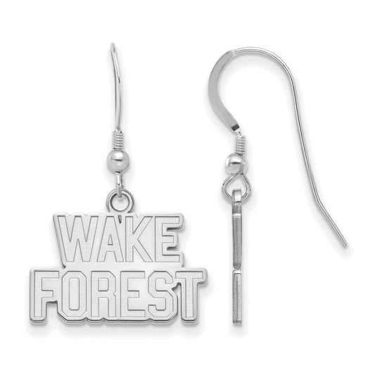 Sterling Silver Rhodium Plated Logoart Wake Forest University W F Small Dangle Wire Earrings