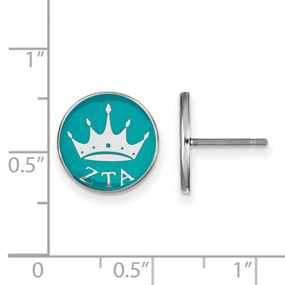 Sterling Silver Rhodium Plated Logoart Zeta Tau Alpha Sorority Symbol Color Enamel Post Earrings