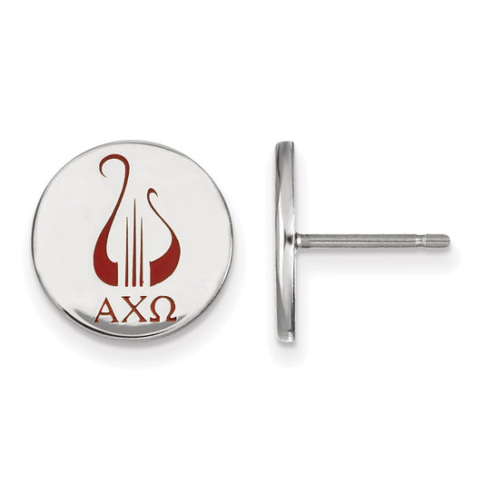 Sterling Silver Rhodium Plated Logoart Alpha Chi Omega Sorority Symbol Color Enamel Post Earrings