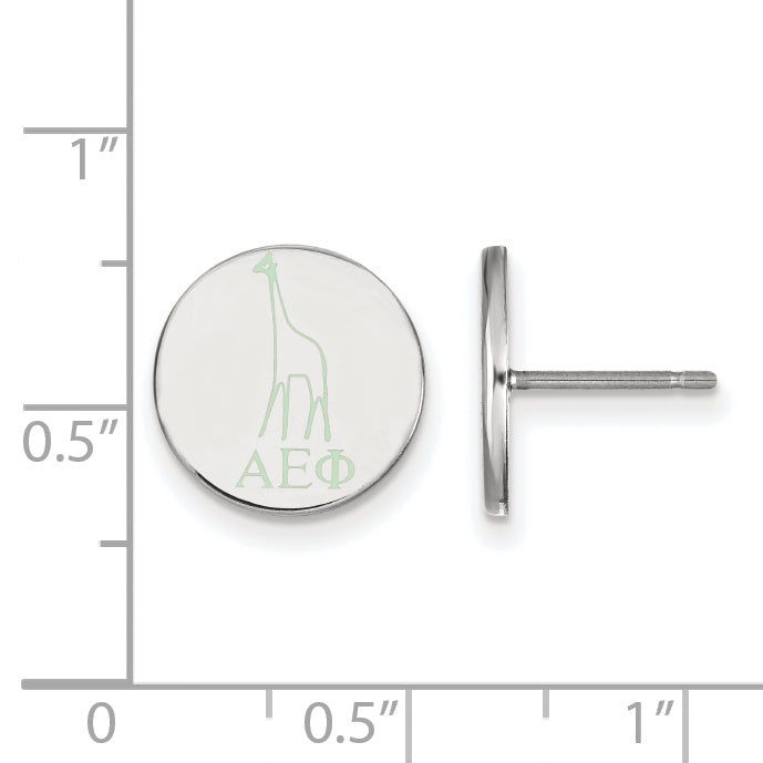 Sterling Silver Rhodium Plated Logoart Alpha Epsilon Phi Sorority Symbol Color Enamel Post Earrings
