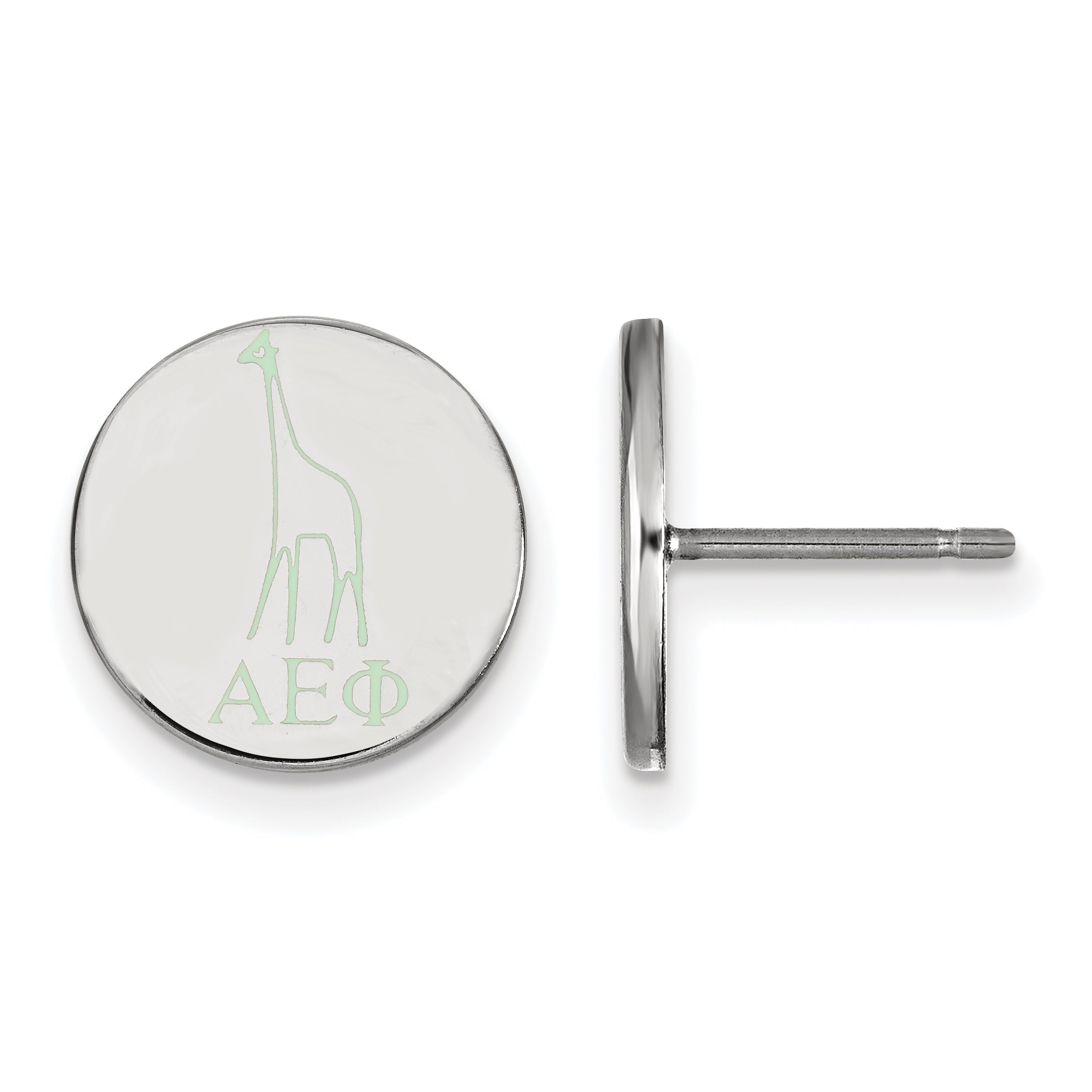 Sterling Silver Rhodium Plated Logoart Alpha Epsilon Phi Sorority Symbol Color Enamel Post Earrings