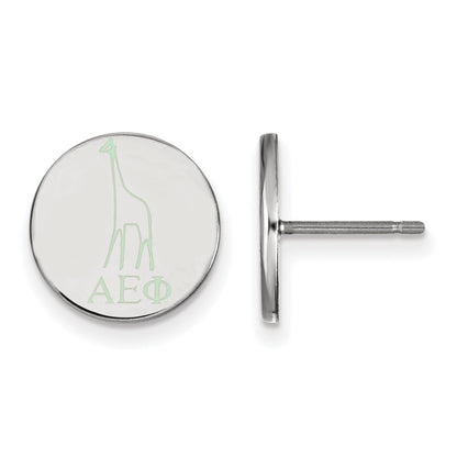 Sterling Silver Rhodium Plated Logoart Alpha Epsilon Phi Sorority Symbol Color Enamel Post Earrings