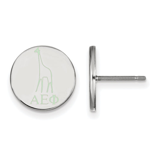 Sterling Silver Rhodium Plated Logoart Alpha Epsilon Phi Sorority Symbol Color Enamel Post Earrings