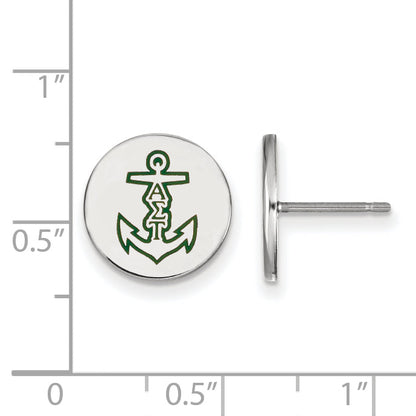 Sterling Silver Rhodium Plated Logoart Alpha Sigma Tau Sorority Symbol Color Enamel Post Earrings