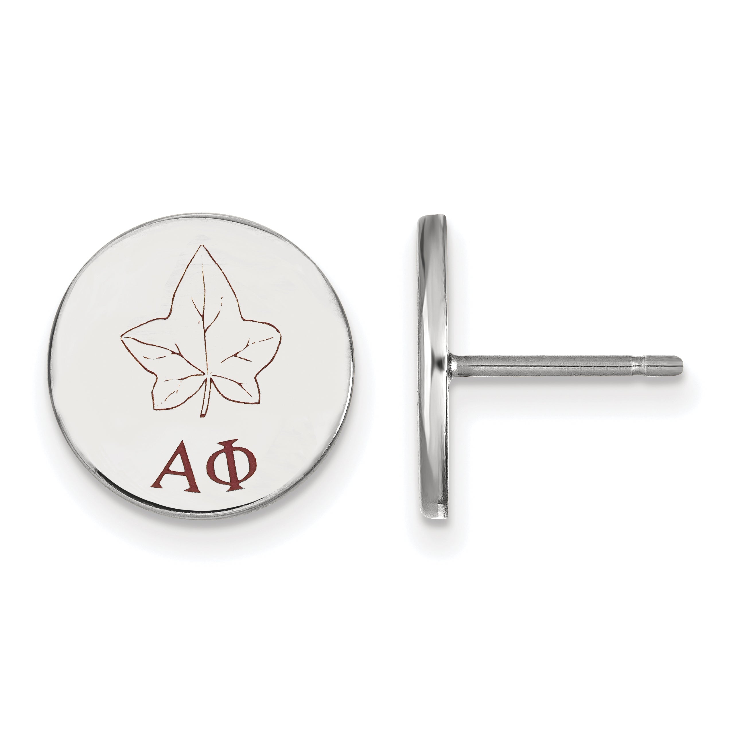 Sterling Silver Rhodium Plated Logoart Alpha Phi Sorority Symbol Color Enamel Post Earrings