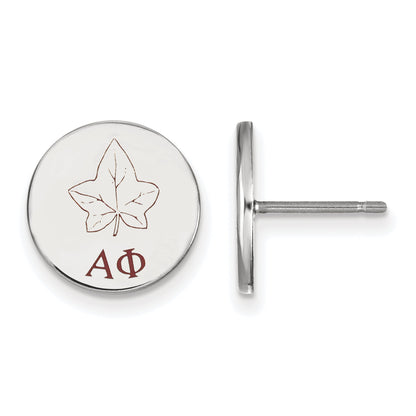 Sterling Silver Rhodium Plated Logoart Alpha Phi Sorority Symbol Color Enamel Post Earrings