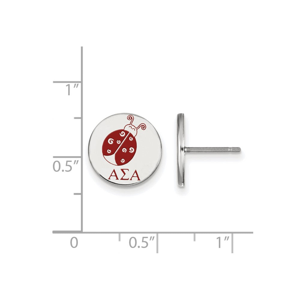 Sterling Silver Rhodium Plated Logoart Alpha Sigma Sorority Symbol Color Enamel Post Earrings