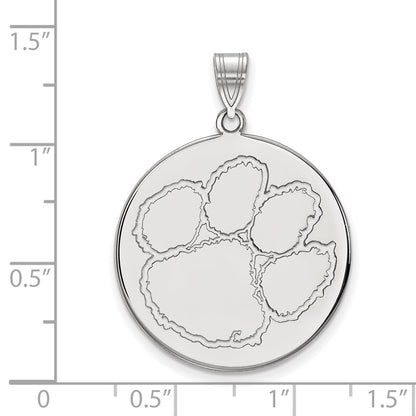 14K White Gold Logoart Clemson University Tiger Paw Extra Large Disc Pendant