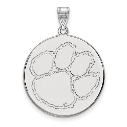 10K White Gold Logoart Clemson University Tiger Paw Extra Large Disc Pendant