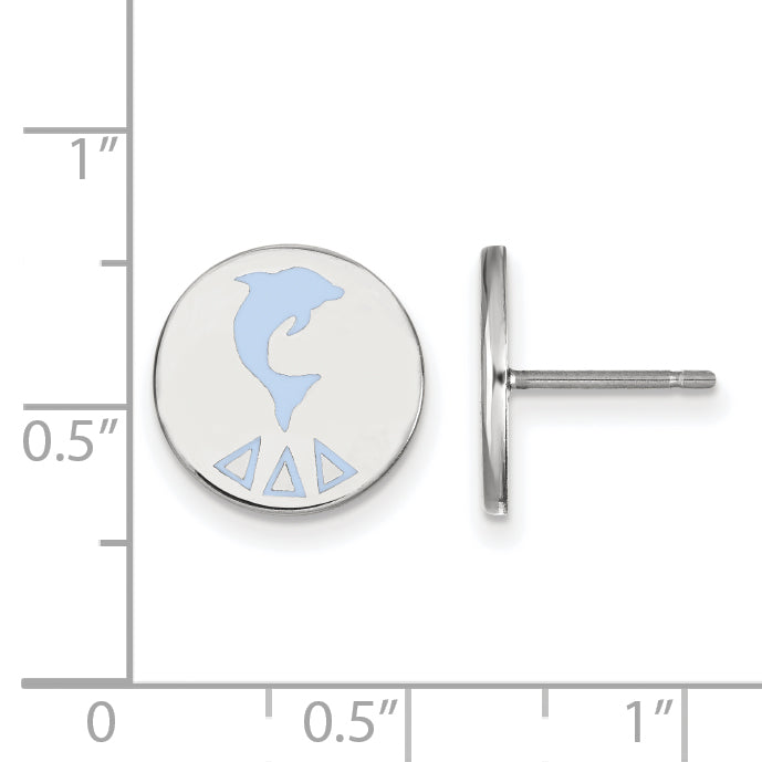 Sterling Silver Rhodium Plated Logoart Delta Sorority Symbol Color Enamel Post Earrings