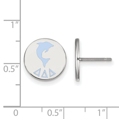 Sterling Silver Rhodium Plated Logoart Delta Sorority Symbol Color Enamel Post Earrings