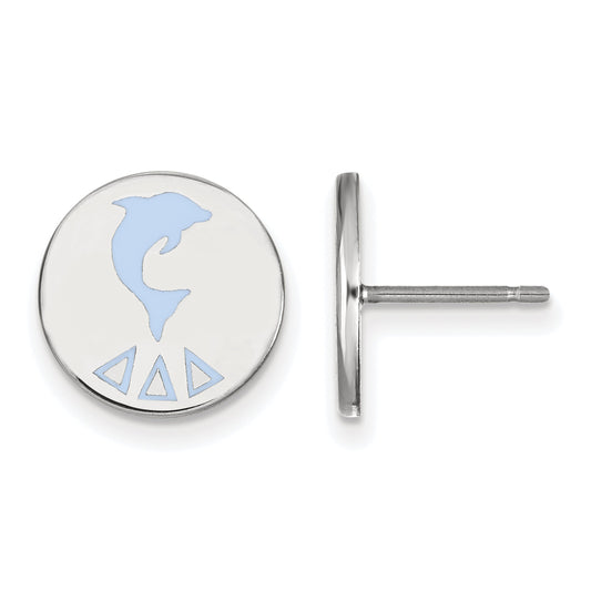 Sterling Silver Rhodium Plated Logoart Delta Sorority Symbol Color Enamel Post Earrings