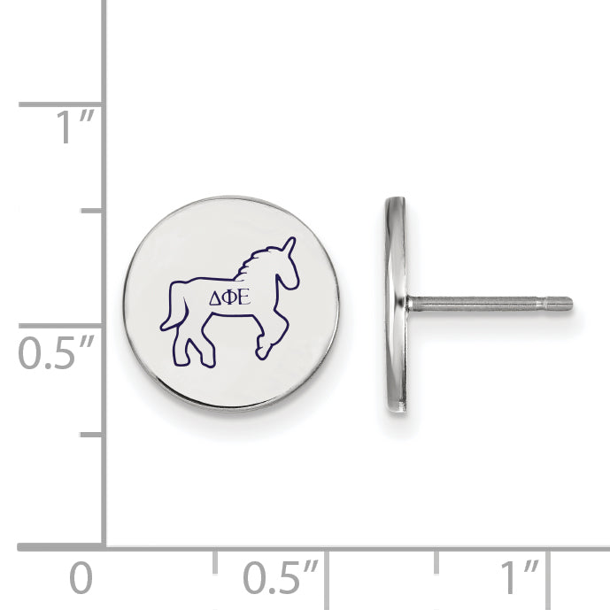 Sterling Silver Rhodium Plated Logoart Delta Phi Epsilon Sorority Symbol Color Enamel Post Earrings