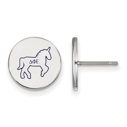 Sterling Silver Rhodium Plated Logoart Delta Phi Epsilon Sorority Symbol Color Enamel Post Earrings
