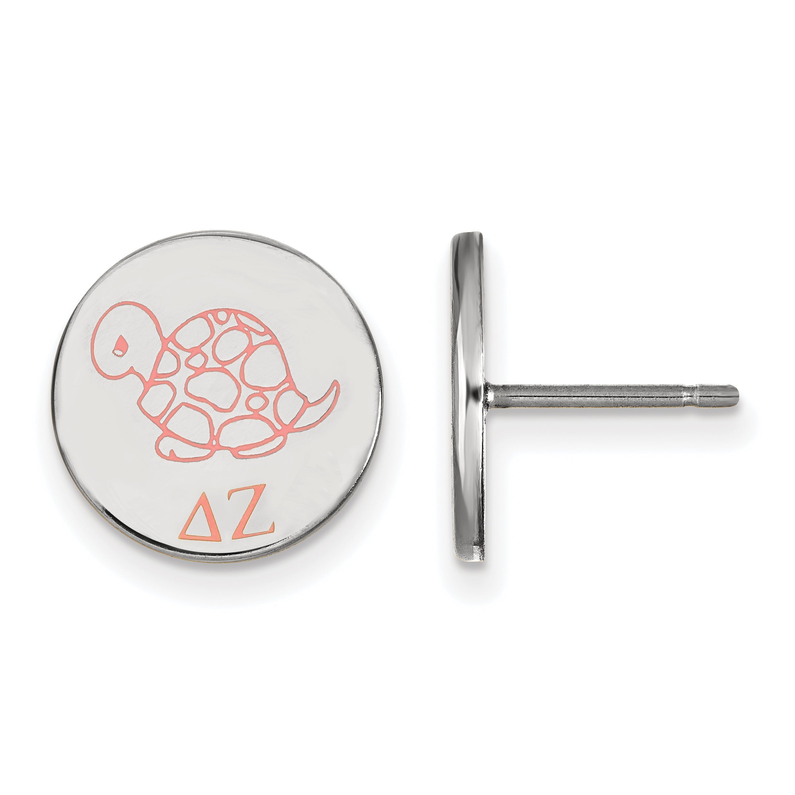 Sterling Silver Rhodium Plated Logoart Delta Zeta Sorority Symbol Color Enamel Post Earrings