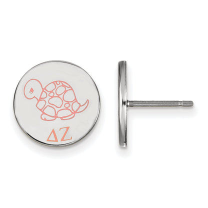 Sterling Silver Rhodium Plated Logoart Delta Zeta Sorority Symbol Color Enamel Post Earrings