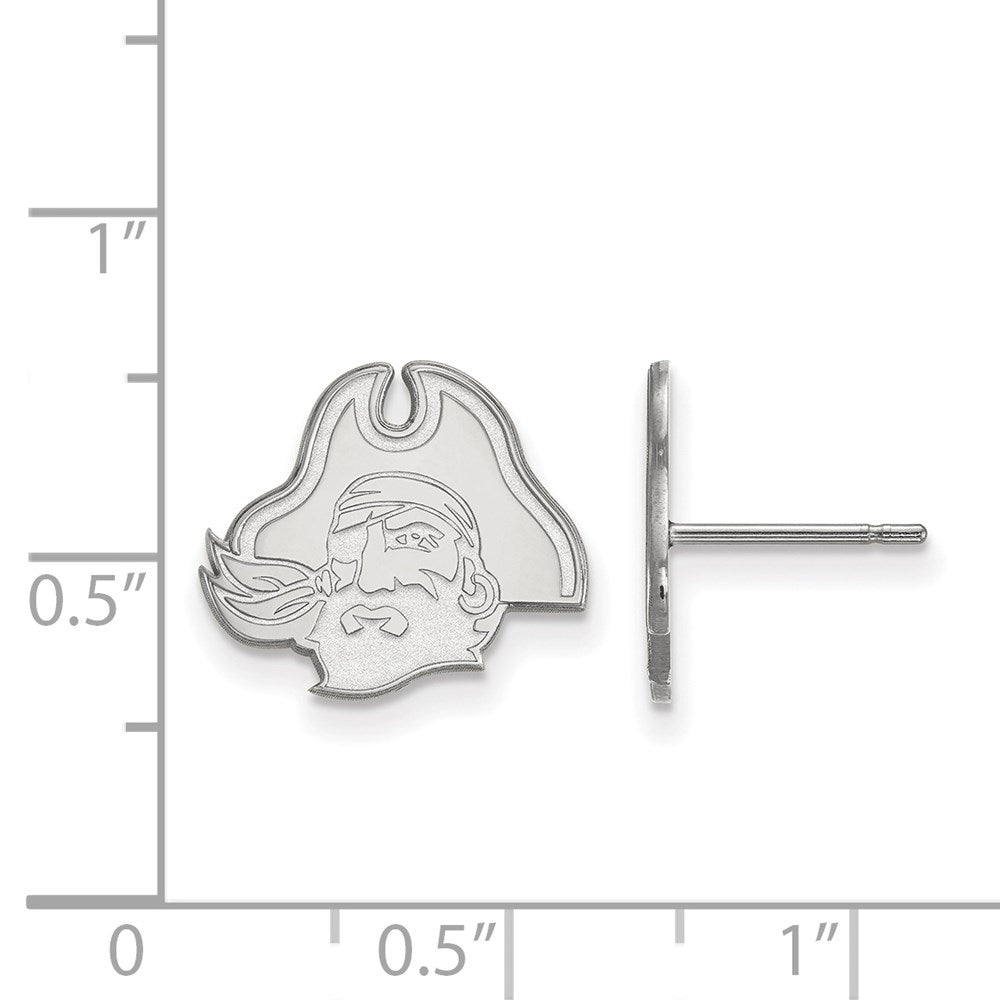 10K White Gold Logoart East Carolina University Pirate Small Post Earrings