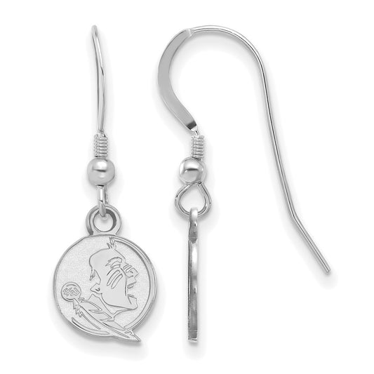Sterling Silver Rhodium Plated Logoart Florida State University Seminole Extra Small Dangle Wire Earrings
