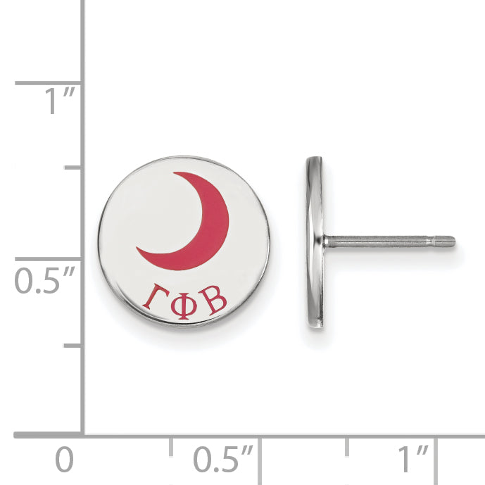 Sterling Silver Rhodium Plated Logoart Gamma Phi Beta Sorority Symbol Color Enamel Post Earrings