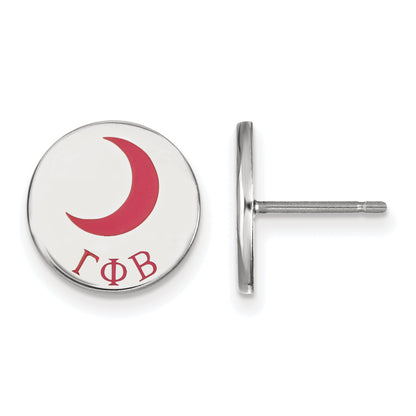 Sterling Silver Rhodium Plated Logoart Gamma Phi Beta Sorority Symbol Color Enamel Post Earrings