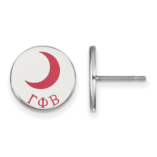 Sterling Silver Rhodium Plated Logoart Gamma Phi Beta Sorority Symbol Color Enamel Post Earrings