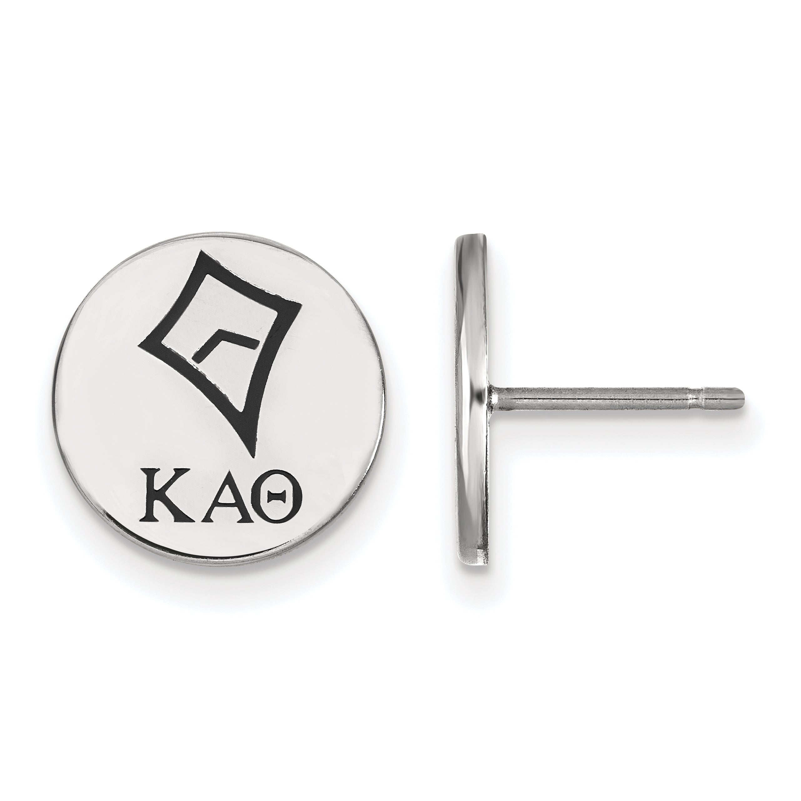 Sterling Silver Rhodium Plated Logoart Kappa Alpha Theta Sorority Symbol Color Enamel Post Earrings