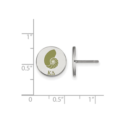Sterling Silver Rhodium Plated Logoart Kappa Delta Sorority Symbol Color Enamel Post Earrings