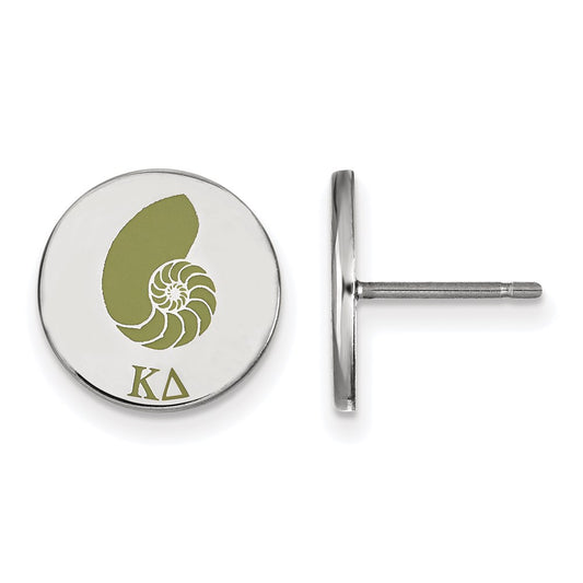 Sterling Silver Rhodium Plated Logoart Kappa Delta Sorority Symbol Color Enamel Post Earrings