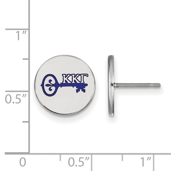 Sterling Silver Rhodium Plated Logoart Kappa Gamma Sorority Symbol Color Enamel Post Earrings