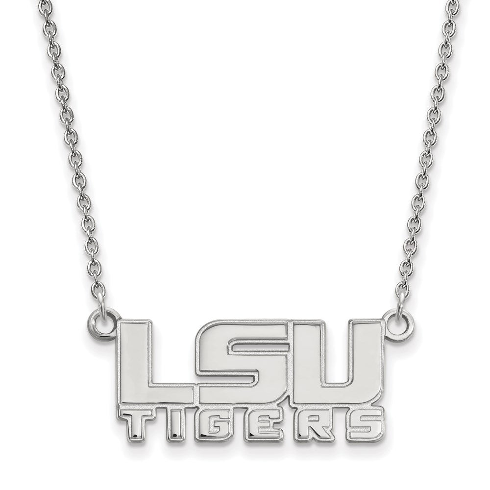 14K White Gold Logoart Louisiana State University L S U Tigers Small Pendant 18 Inch Necklace