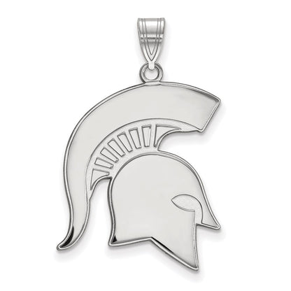 14K White Gold Logoart Michigan State University Spartan Extra Large Pendant
