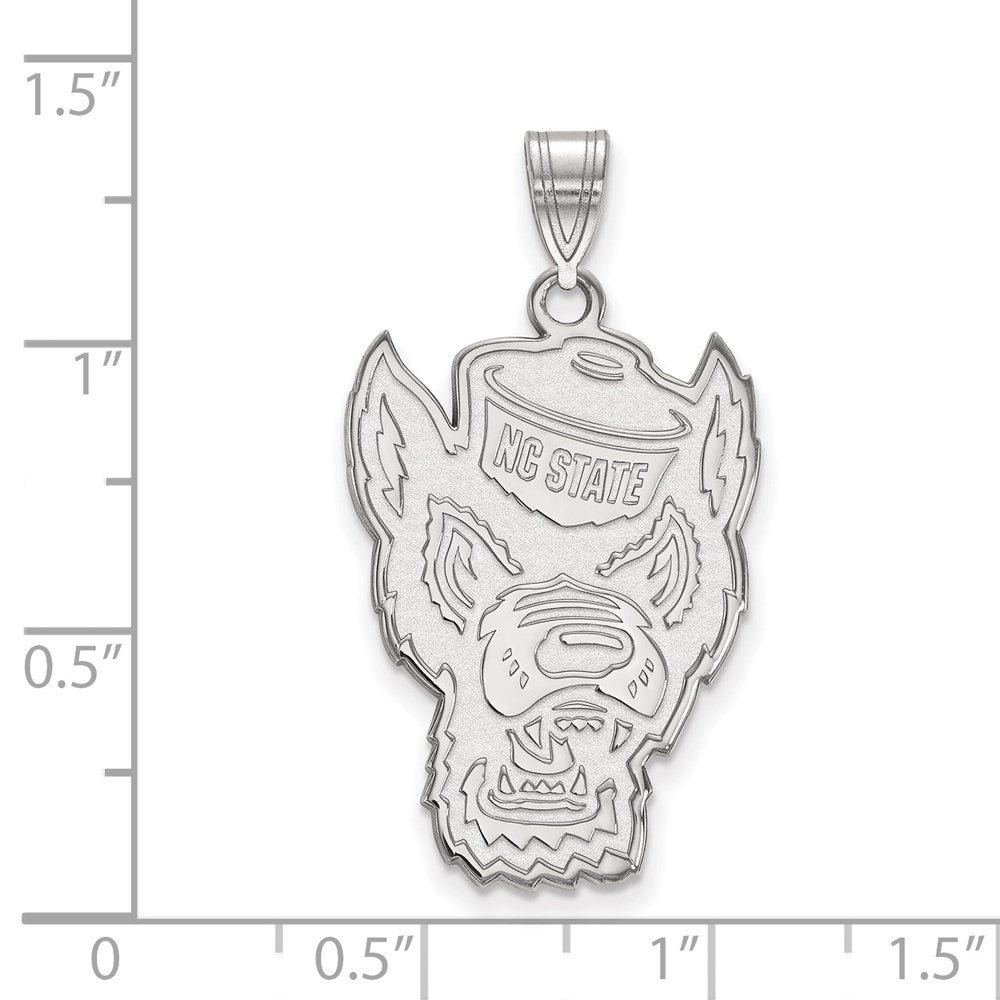 10K White Gold Logoart North Carolina State University Wolf Extra Large Pendant