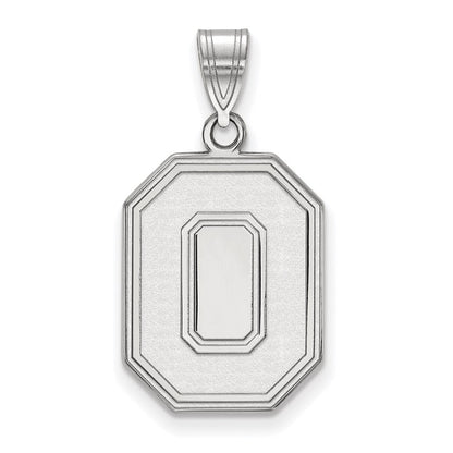 Sterling Silver Rhodium Plated Logoart The Ohio State University Letter O Large Pendant