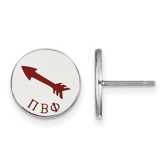 Sterling Silver Rhodium Plated Logoart Pi Beta Phi Sorority Symbol Color Enamel Post Earrings