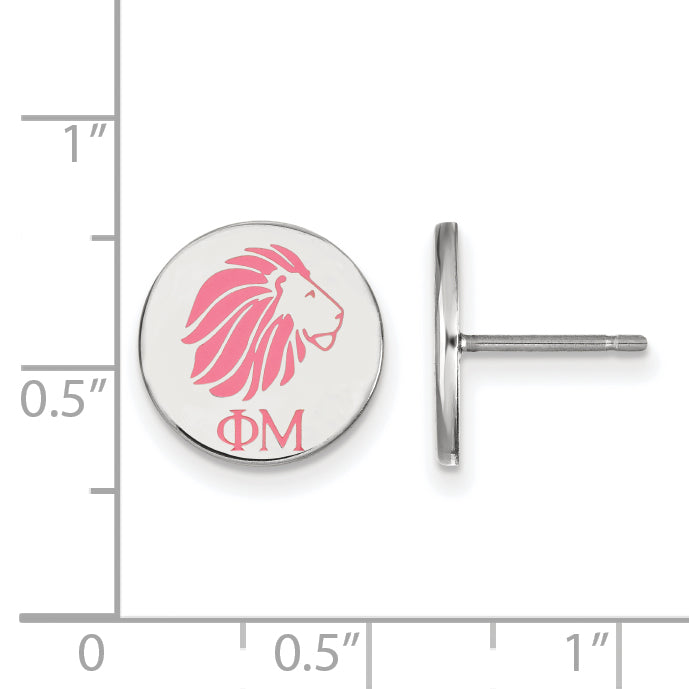Sterling Silver Rhodium Plated Logoart Phi Mu Sorority Symbol Color Enamel Post Earrings