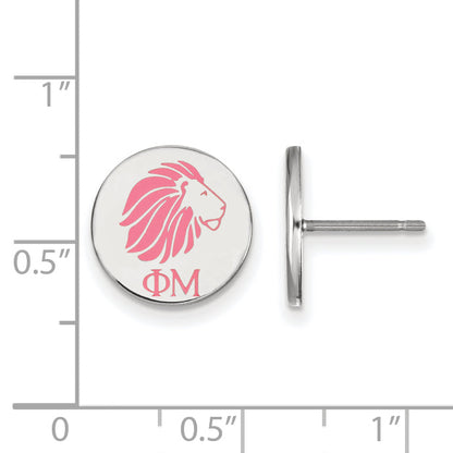 Sterling Silver Rhodium Plated Logoart Phi Mu Sorority Symbol Color Enamel Post Earrings
