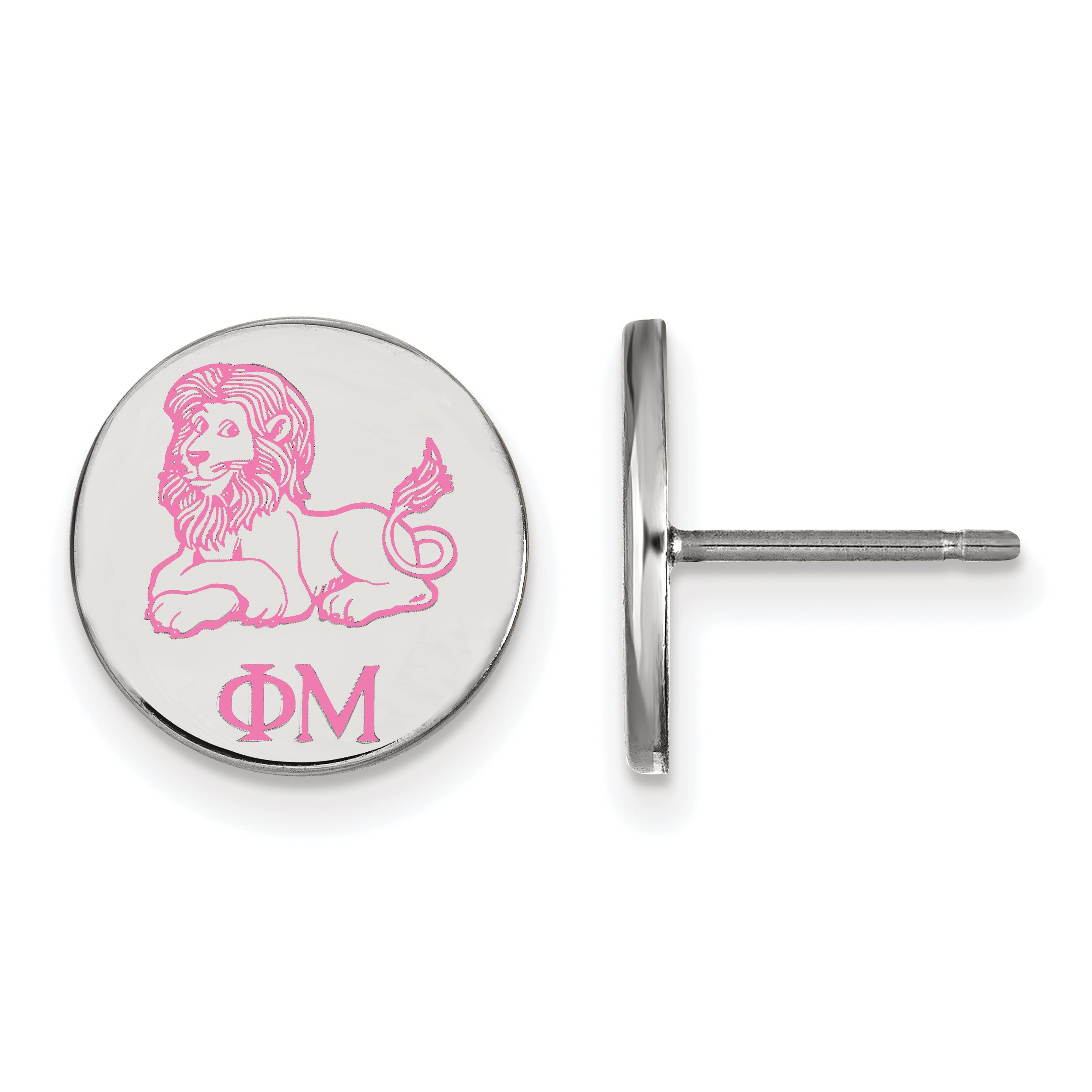 Sterling Silver Rhodium Plated Logoart Phi Mu Sorority Symbol Color Enamel Post Earrings