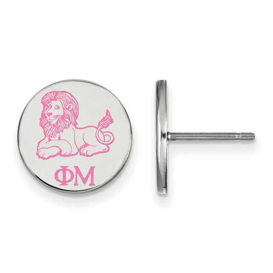 Sterling Silver Rhodium Plated Logoart Phi Mu Sorority Symbol Color Enamel Post Earrings