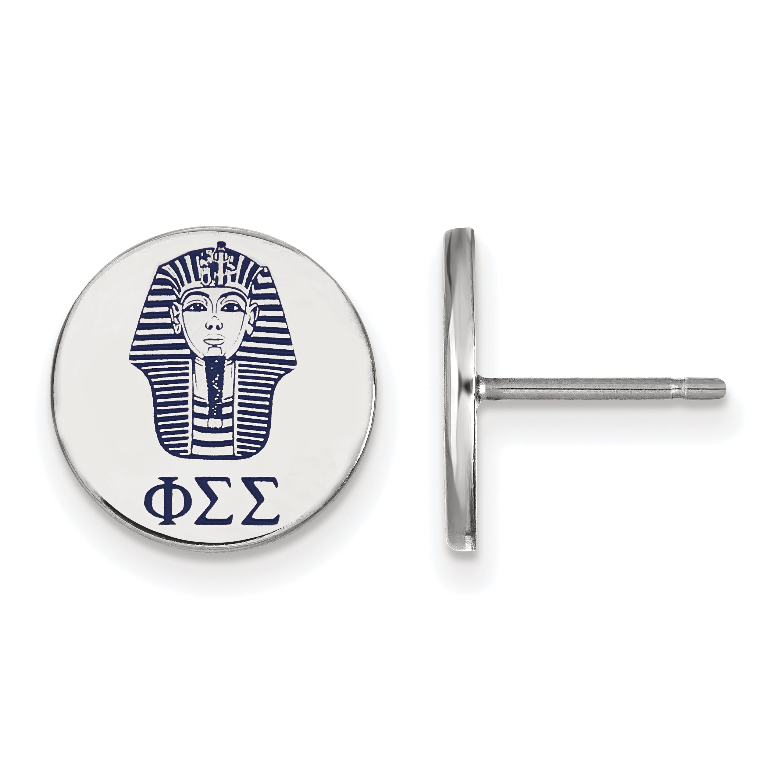 Sterling Silver Rhodium Plated Logoart Phi Sigma Sorority Symbol Color Enamel Post Earrings