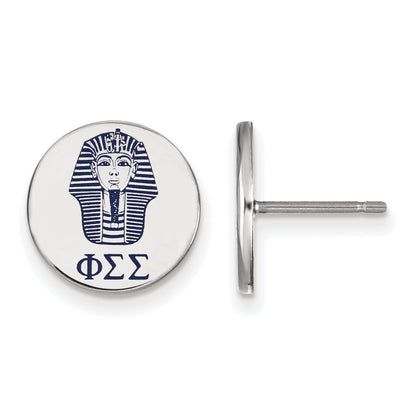Sterling Silver Rhodium Plated Logoart Phi Sigma Sorority Symbol Color Enamel Post Earrings