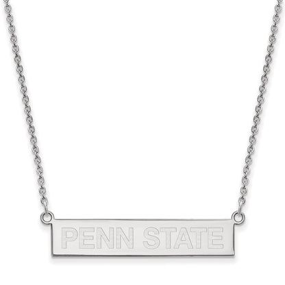 Sterling Silver Rhodium Plated Logoart Penn State University Small Bar 18 Inch Necklace
